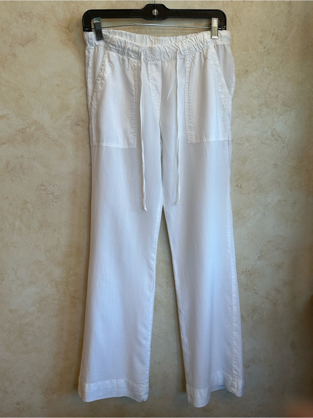 Bella Dahl White Wide-Leg Drawstring Pants